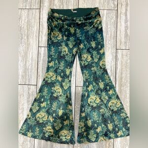 Free People Velvet Floral Medium Flare Pants Bottoms EUC